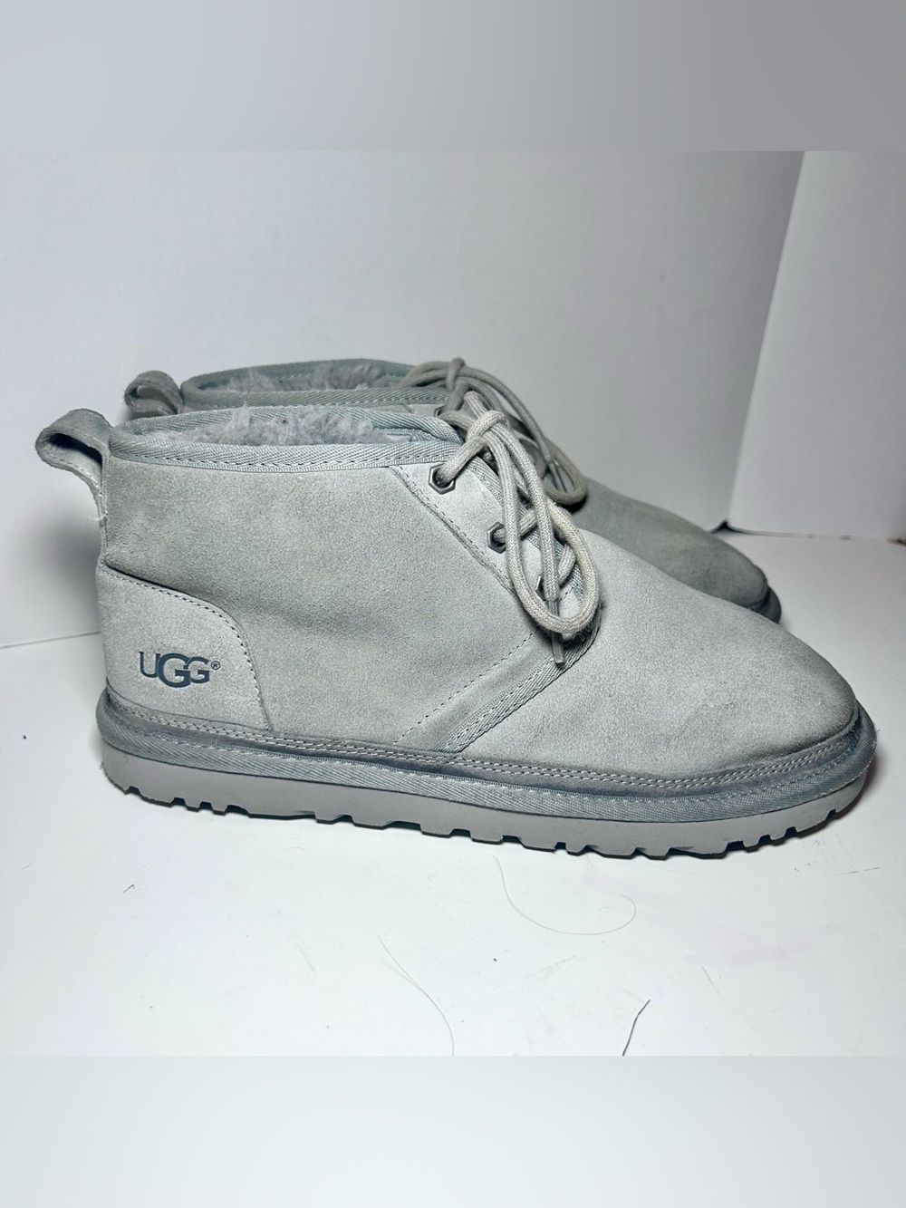 Ugg Neumel Gray Suede Fully lined Shearling Boots Women’s 9